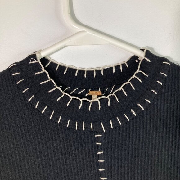 Free People Miranda Mini Dress Body Con M Black Stitch Detail  NWT - Picture 5 of 11